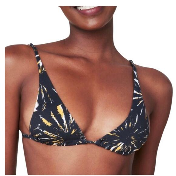 Andie x Demi Moore NWT The Tropez Luxe Flat Bikini Top- Black Firework Print XS - Picture 1 of 15